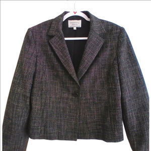 INGENUITY Tweed Black Hip Length 1 Button Blazer Sz 10P